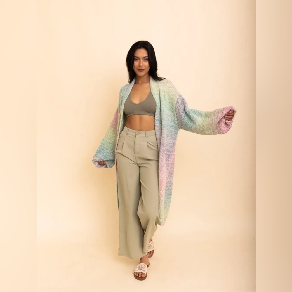 Cozy Knit Ombre Longline Cardigan